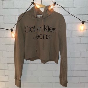 Calvin Klein cropped hoodie. Dark green
